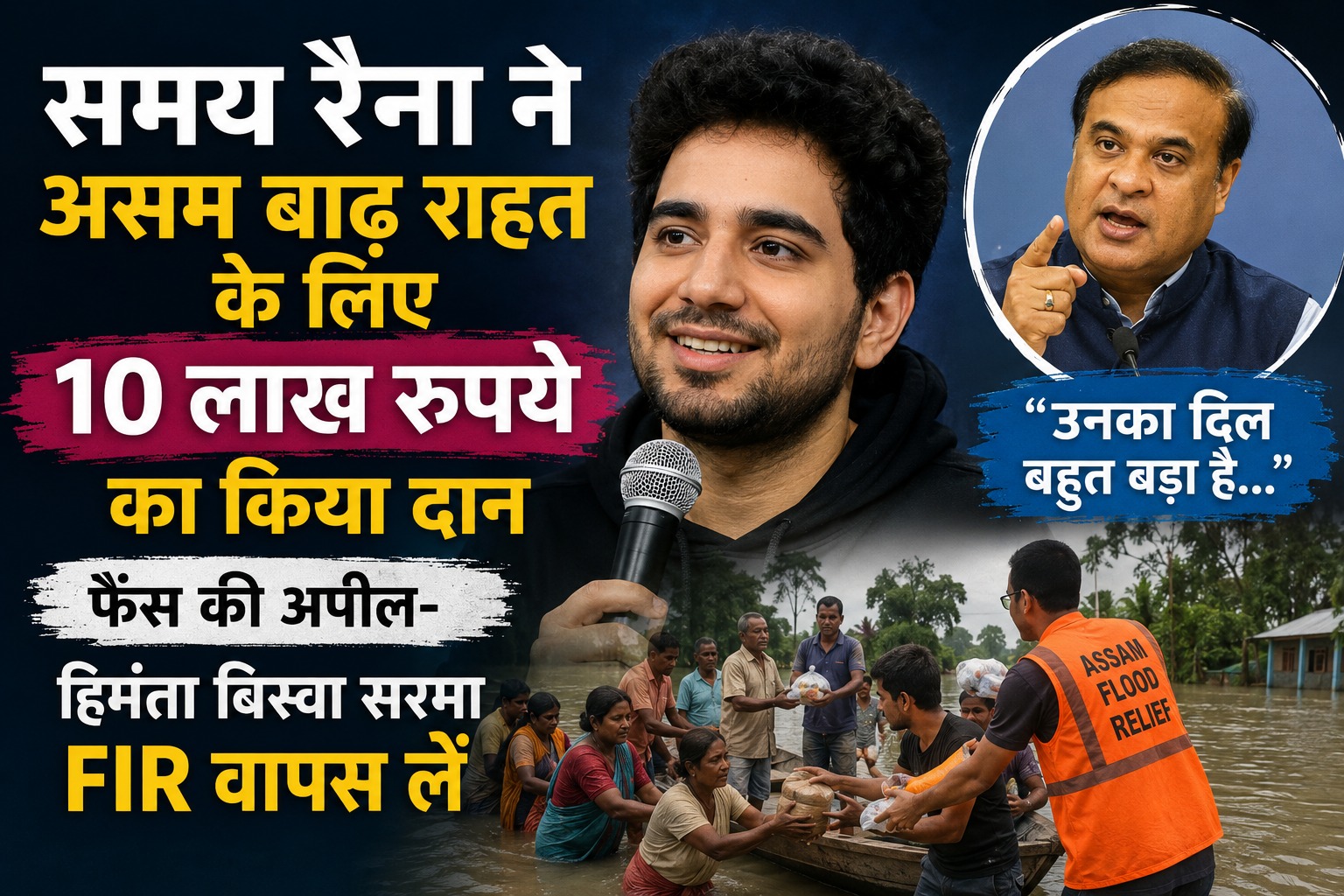 समय रैना असम बाढ़ राहत कोष दान